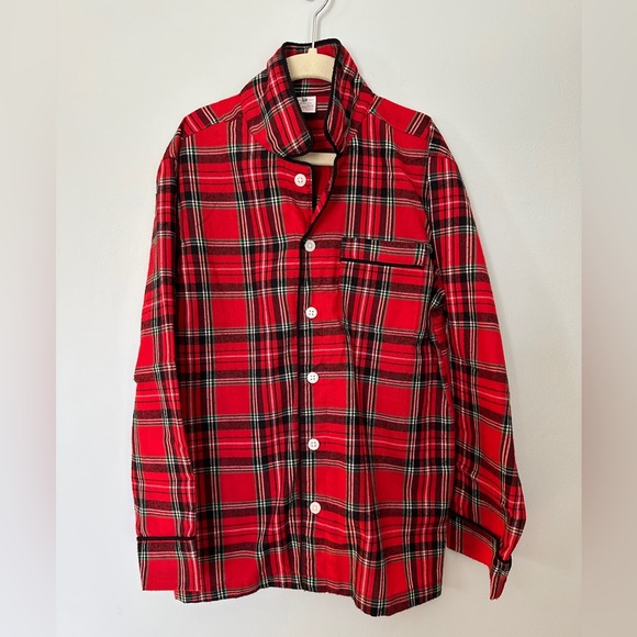 CrewCuts Red Plaid Flannel Boys Pajama Set, size medium, Long Sleeves and Pants - Picture 2 of 7